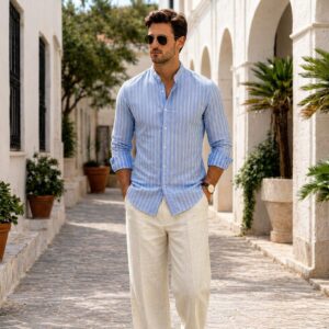 Mandarin Stripe Shirt