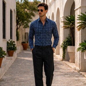 The Executive Azure Grid Shirt