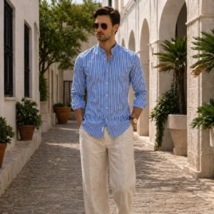 Mandarin Stripe Resort Shirt