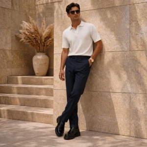 Midnight Navy Pinstripe Dress Pants