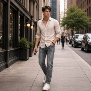 Men’s Essential Grey Slim-Fit Denim