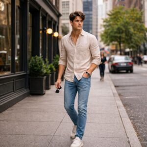 The Urban Straight Jean in Sky Blue