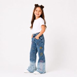 Ombré Gemstone Wide-Leg Flare Jeans