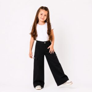 Urban Chic Black Cargo Wide-Leg Jeans